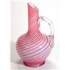 Image 1 : Victorian glass jug with clear handle and twisted pink and white bands, 20cm high