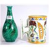 Image 1 : Hand painted 19th century Islamic tankard decorated with an Isnik style pattern and a turquoise glaz