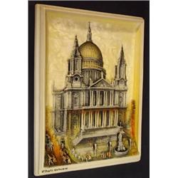 Rectangular St Pauls Cathedral Osbourne plaque, marks to back, 26cm high