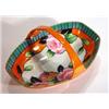 Image 1 : Noritake porcelain basket hand painted with roses onto an orange and green ground, marks to base, 19