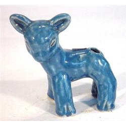 Blue glazed Denby cottontail lamb, 12cm in length