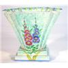 Decoro Pottery Art Deco planter, hand painted with sprigs of flowers onto a mottled blue ground, mar