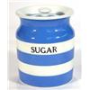 Image 1 : T.G. Green Cornishware blue banded sugar storage jar, black shield to base, 16cm high