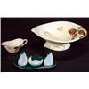 Image 1 : Carltonware brown leaf design bowl, matching sauce boat and a three piece cruet on stand, marks to b