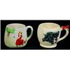 Image 1 : Two Art pottery children's mugs hand painted and relief moulded with an elephant and Miss Muffet, ma