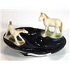 Image 1 : Early Wade black glazed ashtray mounted with a horse and foal, marks to base, 11cm long