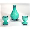 Image 1 : Beswick turquoise 'Cathay' patterned vase and pair of candlesticks, marks to base, largest 21cm high