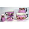 Image 1 : Myott bathroom set comprising jug, two chamberpots, vase and a soap dish and cover hand painted with