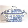 Image 1 : Victorian blue and white 'Willow' patterned tureen and cover, marks to base, 30cm in length