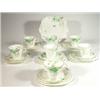 Image 1 : Shelley part teaset hand coloured and transfer printed with green flowers comprising sandwich plate,