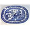 Image 1 : Victorian blue and white 'Willow' patterned stone china meat plate, 40cm in length