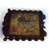 Image 1 : Rectangular tapestry of a snuff taking gentleman in a carved rosewood frame, 38cm high