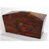 Image 1 : Victorian casket shaped rosewood tea caddy with fitted interior, 28cm long