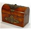 Image 1 : Victorian rectangular dome topped walnut writing box with applied brass mounts inset with a semi pre