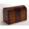 Image 1 : Edwardian inlaid mahogany dome topped twin division tea caddy, 20cm long