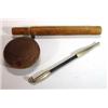 Image 1 : Wooden cased metal and horn opium pipe and circular wooden box