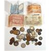 Image 1 : Selection of pre decimal coins and continental bank notes