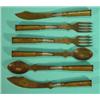 Image 1 : Six World War I military trench art knives, forks and spoons, engraved with battlefields