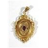 Image 1 : 9ct gold amethyst and diamond locket pendant