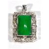 Image 1 : Green jade white metal pendant