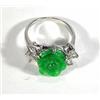 Image 1 : Emerald green jade rose design ring