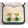 Image 1 : Boxed pair of green jade earrings