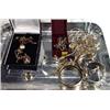 Image 1 : Tray of assorted costume jewellery, silver jewellery and a box of silver and gold brooches, cameos, 