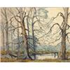 Image 1 : Framed watercolour looking through the woods at a pond, Ernest Cosens, 27cm x 30cm