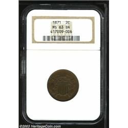 1871 2C MS63 Brown NGC.