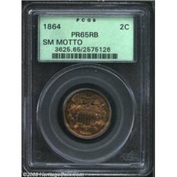 1864 2C Small Motto PR65 Red and Brown PCGS.