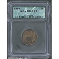 1866 2C PR65 Red and Brown ICG.
