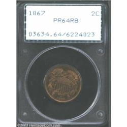 1867 2C PR64 Red and Brown PCGS.