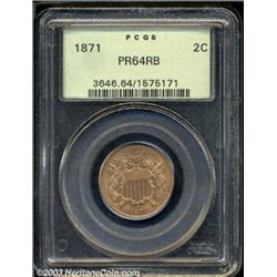 1871 2C PR64 Red and Brown PCGS.