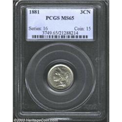 1881 3CN MS65 PCGS.