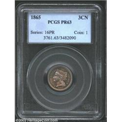 1865 3CN PR63 PCGS.