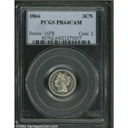 1866 3CN PR64 Cameo PCGS.