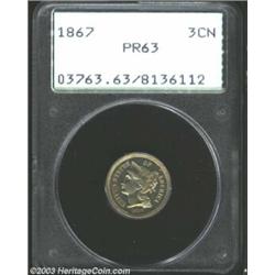 1867 3CN PR63 PCGS.
