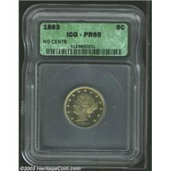 1883 5C No Cents PR65 ICG.