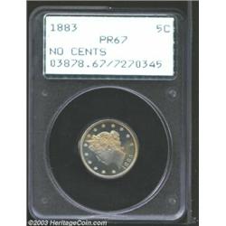 1883 5C No Cents PR67 PCGS.