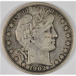 1902-O BARBER HALF DOLLAR, VF/XF