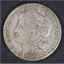 1880-CC MORGAN SILVER DOLLAR, AU  KEY DATE