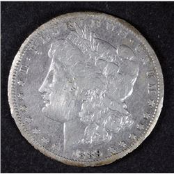 1889-CC MORGAN SILVER DOLLAR, XF with rim damage & scratches.  KEY COIN