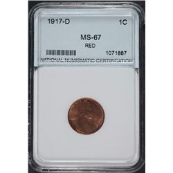 1917-D LINCOLN CENT SUPERB GEM BU RED NNC GRADED