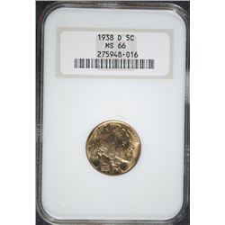 1938-D BUFFALO NICKEL NGC MS-66 OLD FAT HOLDER