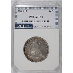 1858-O SEATED HALF DOLLAR, PCI AU/BU