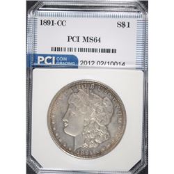 1891-CC MORGAN SILVER DOLLAR, PCI  GEM  BU