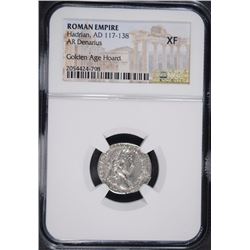 117-138 AD ROMAN EMPIRE HADRIAN AR DENARIUS NGC XF