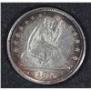 Image 1 : 1876 SEATED QUARTER NICE ORIGINAL AU/UNC WHITE WITH RIM COLOR!