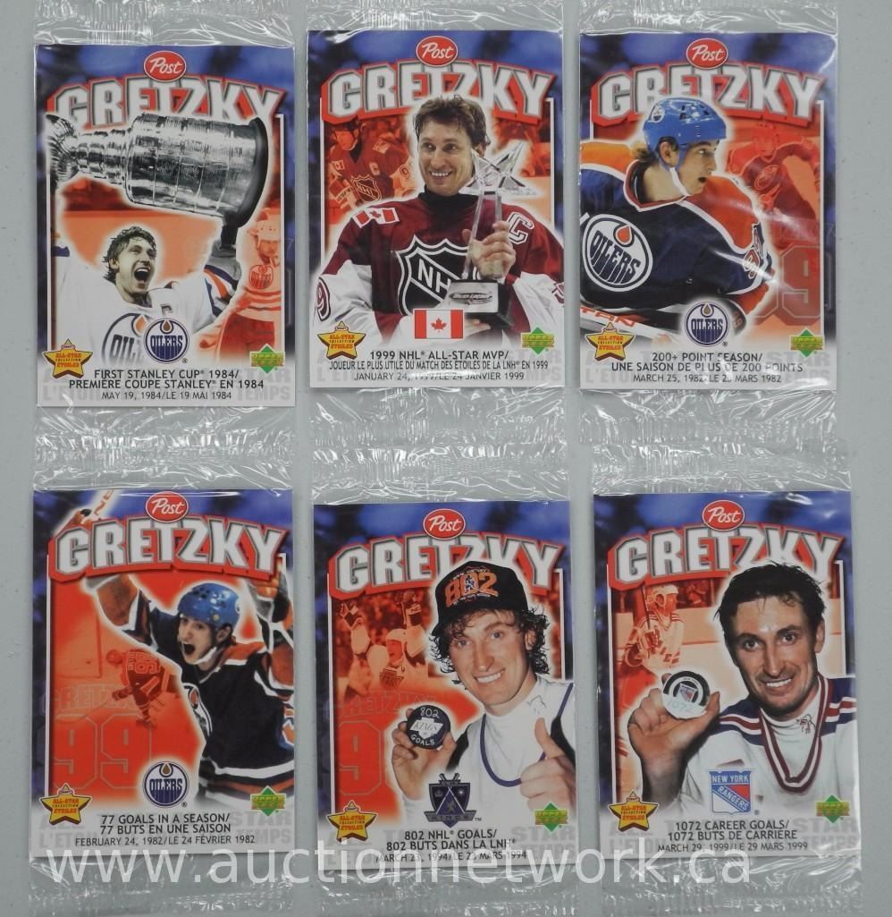 6x 'Wayne Gretzky' POST Cereal Inserts by Upper Deck Mixed Career Milestones Unopened. (ATTN 6 6x 'Wayne Gretzky' POST Cereal Inserts by Upper Deck Mixed Career Milestones Unopened. (ATTN 6