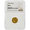 Image 1 : 1925-D $2 1/2 Indian Head Quarter Eagle Gold Coin NGC MS61